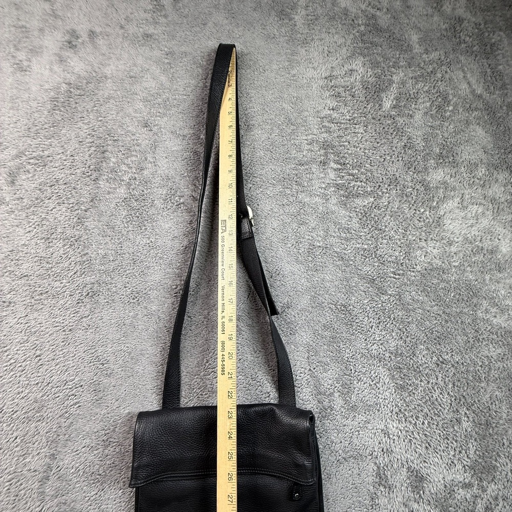Fly London Black Leather Crossbody Bag Fold Over Flap Zip Close Triangular Logo - Picture 8 of 8